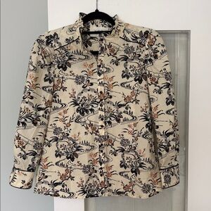 ba&sh Floral Print Blouse in Cream and Black